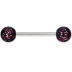 Grade 23 Solid Titanium Black Glitter Acrylic Barbell Tongue Ring