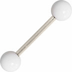 Grade 23 Solid Titanium Flat White Acrylic Barbell Tongue Ring