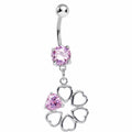 Pink Gem Circle of Hearts Belly Ring