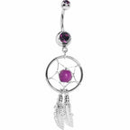 Purple Native American Dreamcatcher Belly Ring