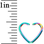 16G Rainbow Anodized Hollow Heart Daith Cartilage Closure Ring