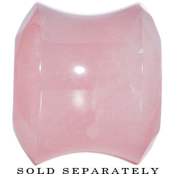 4G Rose Flower Quartz Semi Precious Stone Faceted Double Flare Plug