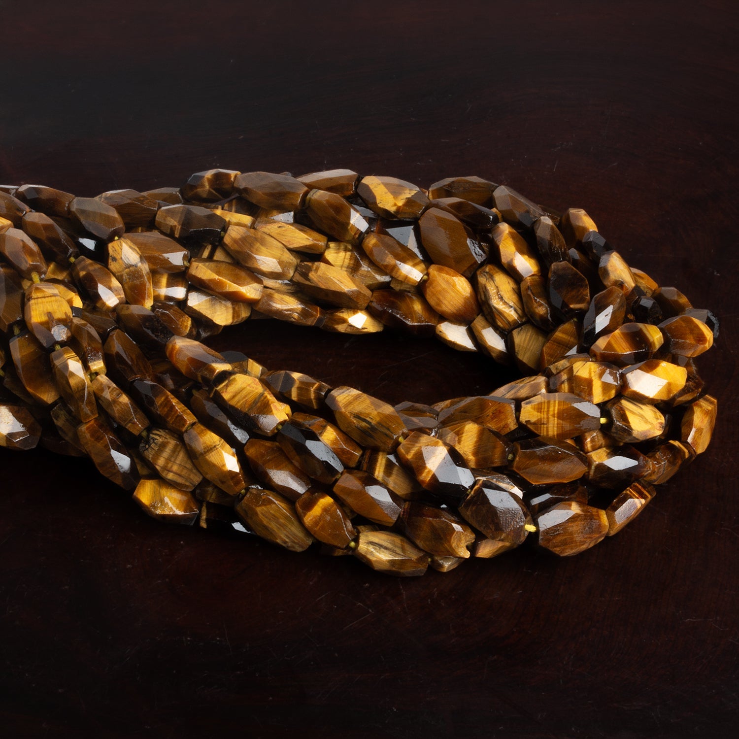 10x6mm Tiger Eye Faceted Ovals 14 inch 33 beads
