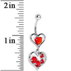 Red Gem Two Hearts Full Belly Ring