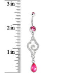 Pink Gem Cloud 9 Teardrop Dangle Belly Ring