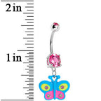 Pink Gem Blue Cutie Butterfly Belly Ring