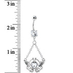 Crystalline Gem Girly Winged Heart Belly Ring