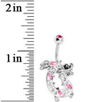 Pink Gem Lucky Chinese Dragon Belly Ring