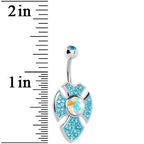 Aqua Gem Aurora Center Latin Cross Belly Ring