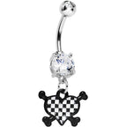 Crystalline Gem Crossbones Checkerboard Heart Belly Ring