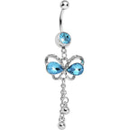 Aqua Gem Teardrop Wing Butterfly Belly Ring