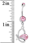 Pink Gem Petal Wing Butterfly Belly Ring