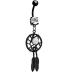 Crystalline Gem Black Dreamcatcher Belly Ring