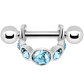 Silver 925 Aqua Gem Loop Mini Cartilage Shield Earring