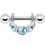 Silver 925 Aqua Gem Loop Mini Cartilage Shield Earring