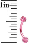 16G Pink Anodized Titanium Ferido Crystal Ball Eyebrow Ring