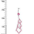 Pink Gem Diamond Shaped Trio Dangle Belly Ring