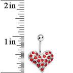 Ruby Red Crystal Heart On Belly Ring