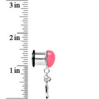 Steel Pink Heart Love Dangle Plug Sizes 5mm to 12mm