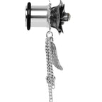 Midnight Gem Rose Flower Angel Wing Dangle Plug Sizes 6mm to 12mm