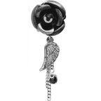 Midnight Gem Rose Flower Angel Wing Dangle Plug Sizes 6mm to 12mm