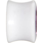 9/16 White Acrylic Purple Metallic Rose Flower Plug