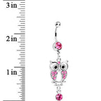 Pink Gem Owl Dangle Belly Ring