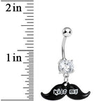 Crystalline Gem Kiss My Mustache Belly Ring