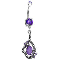 Double Violet Gem Love's Path Dangle Belly Ring