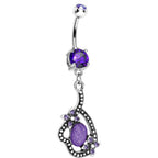 Double Violet Gem Love's Path Dangle Belly Ring