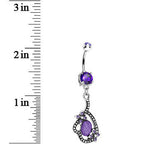 Double Violet Gem Love's Path Dangle Belly Ring
