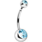 Internally Threaded Aqua Double Gem Belly Ring 11mm