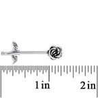14G 5/8 Sprouting Rose Flower Barbell Nipple Ring Set