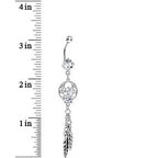 Enchanting Clear Gem Dangle Dreamcatcher Belly Ring