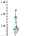 Aqua Gem Pleasant Wing Dangle Belly Ring