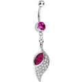Fuchsia Gem Pleasant Wing Dangle Belly Ring
