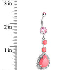 Pink Neon Gem Teardrop Dangle Belly Ring