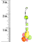Green Yellow Orange Pink Gem Neon Jumble Dangle Belly Ring