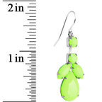 Faux Pale Green Stone Neon Leaf Vine Dangle Earrings