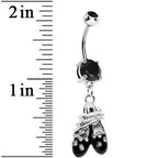 Black Gem Entangled Ballet Shoes Dangle Belly Ring
