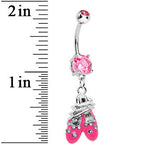 Pink Gem Entangled Ballet Shoes Dangle Belly Ring