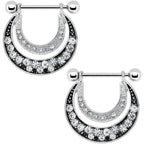 14G 5/8 Clear Gem Radiant Moonlit Night Nipple Shield Set