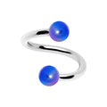 16G Iridescent Blue Acrylic Ball Spiral Twister