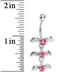 Rose Flower Gem Winged Totem Dangle Belly Ring