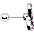16G 1/4 Pink Gem Silver Tone Infinity Symbol Tragus Cartilage Earring