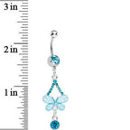 Aqua Gem Heavenly Butterfly Double Drop Belly Ring