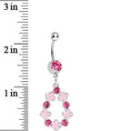 Pink Gem Hugs and Kisses Dangle Belly Ring