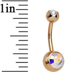 Aurora CZ Rose Gold Plated Belly Ring