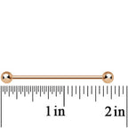 14G 1 1/2 Rose Gold Plated Straight Barbell