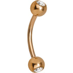 16G 3/8 Gem Rose Gold Plated Curved Barbell